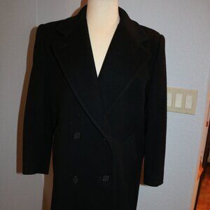 Wool Jones NY Classic Double Breasted Black Coat Petite M-L Vtg